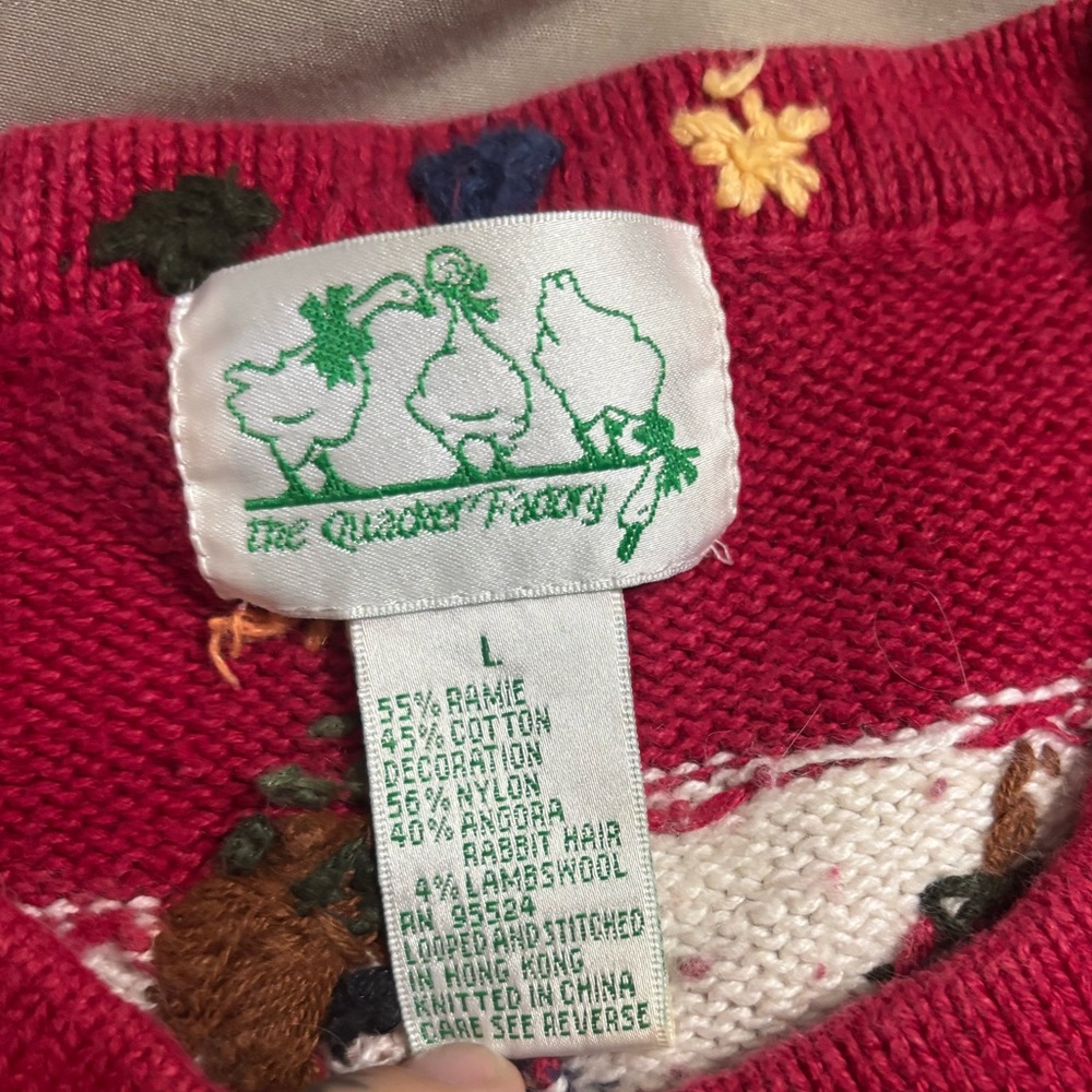 Vintage Quacker Factory Angel Christmas Cardigan | Size L Holiday - Picture 5 of 14